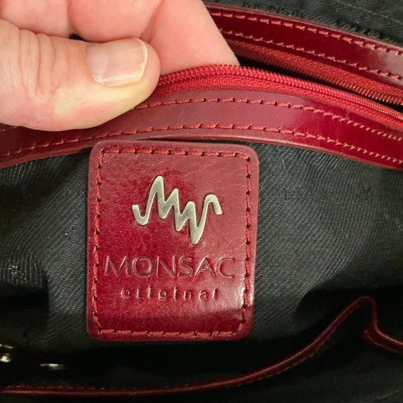 Monsac red faux crocodile embossed leather tote - Picture 11 of 12